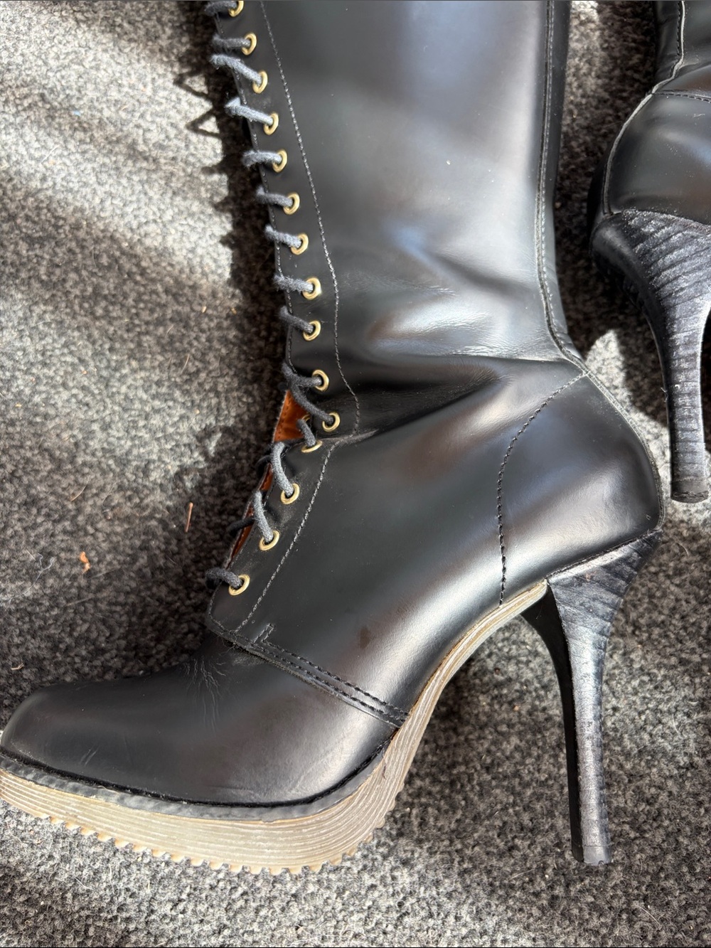 Dr Martens Gilda heeled black knee high tall boots - Picture 7 of 12